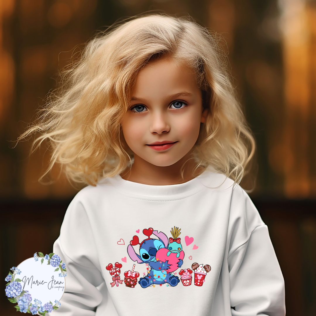 Stitch Valentines - Kids sweatshirts